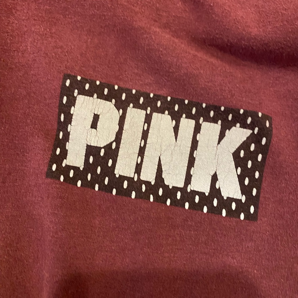 Victoria Secret PINK Quarter-Zip Pullover BURGUNDY Fleece Jacket EUC SIZE LARGE - Picture 2 of 3